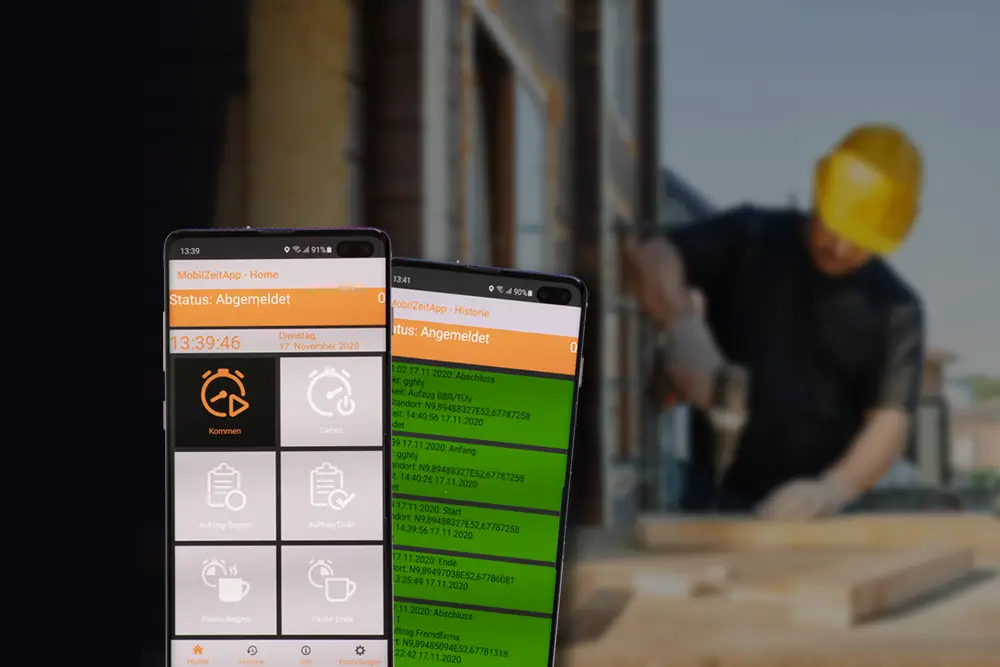 Arbeitszeiterfassung per App am bau